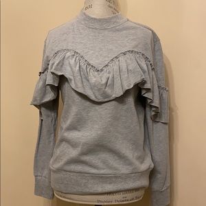 NWT Topshop Gray top shop ruffle sweater size 6